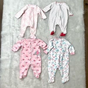 Girls bundle of sleepers. 0-3 months